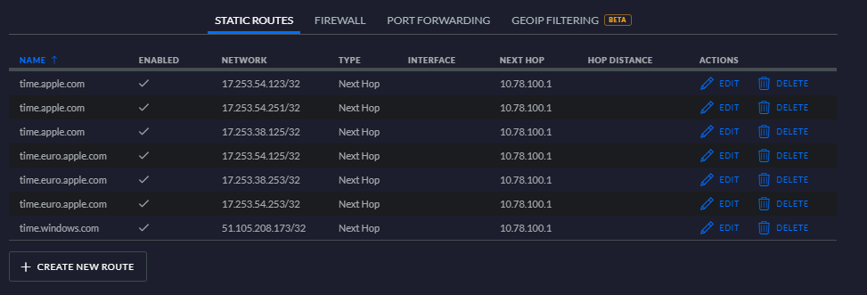 Ubiquiti Static Route Example