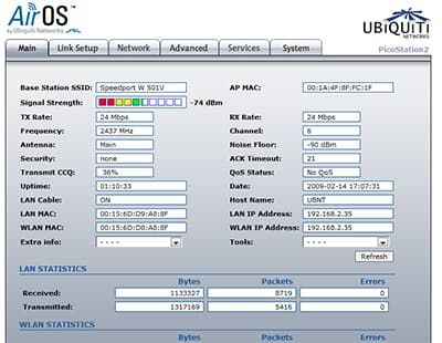 Интерфейс операционной системы airOS