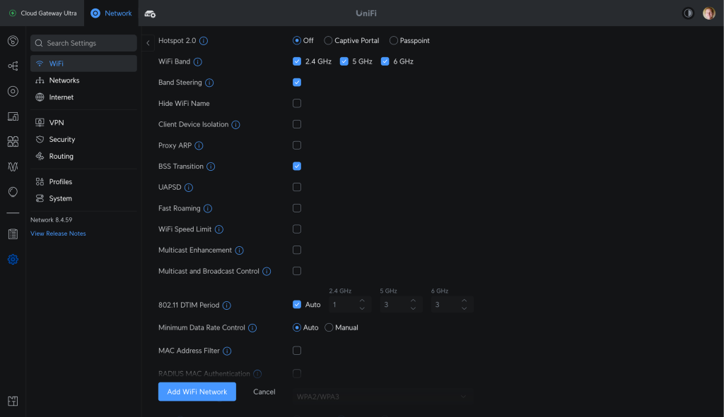 Продвинутые настройки Wi-Fi в интерфейсе UniFi Network